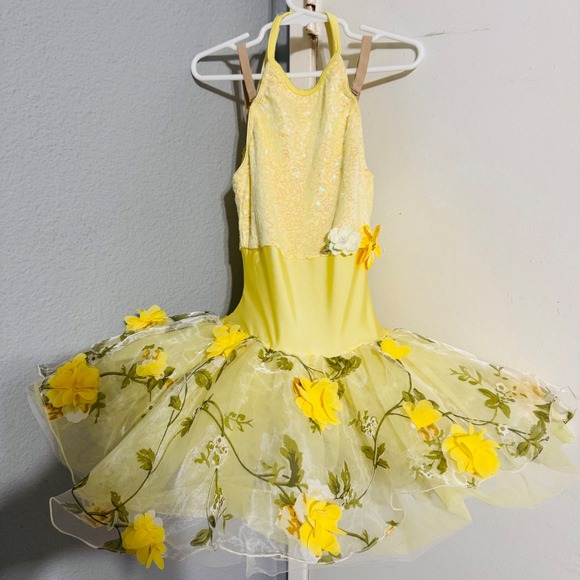 Revolution Dancewear Other - Revolution Dancewear Yellow Sequin Flower Tutu Ballet Costume Child Size MC